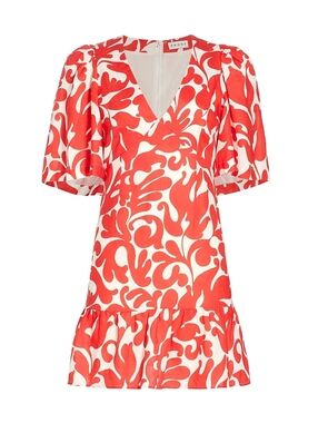 'Mariana' Red/white Linen Mini Dress by Rhode